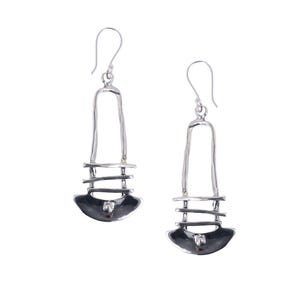 Boucles d'oreilles à motif moderne, fabriquées artisanalement au Mexique, boucles d'oreilles pendantes légères, argent sterling .925, parfaites pour les événements formels