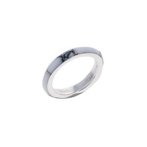White Howlite Band Ring, Sterling Silver, 2mm Ring, Stacking Ring, Howlite Band, White Howlite and Silver Band, Stackable Band