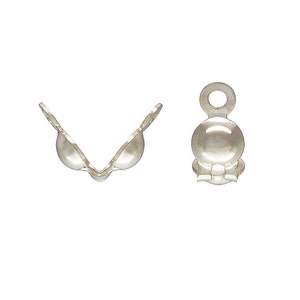 20 Pieces -  Silver Clam Shell Bead Tips, Necklace End Tips, .036&quot; Hole, Wholesale Findings, 925 Sterling Silver Findings, SS181