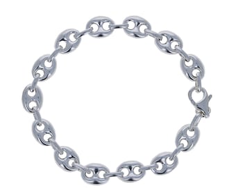 Italian Marina Bracelet, 925 Sterling Silver with Simple and Structured Link Design, Designer and Luxurious Statement Piece