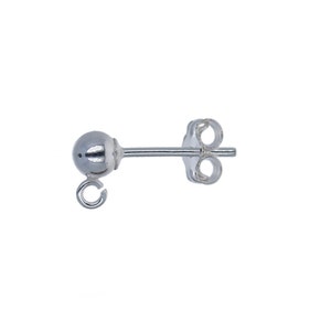 May include: Silver earring finding with a small ball and a jump ring.