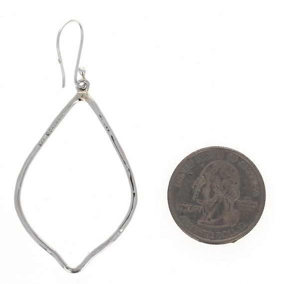 Sterling Silver, Hammered Outline Earrings, Handcrafted, Dangle
