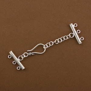 3 strand Sterling Silver Hook Clasp. Connector with Extension. Multistrand Clasp. 925 Clasp with Extender. ideal for 6 to 8mm beads.TG1999