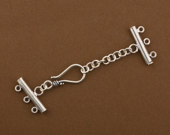 5 sets, Sterling Silver Multi 3 Strand Hook Clasp Connector with Extension. Multistrand Clasp. 3 Row Clasp. 925 Clasp with Extender. TG1999