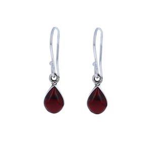 Simple and Elegant Red Jasper Teardrop Earrings, Sterling Silver 925 Purity Beautiful Earrings for Genuine Stone Lovers