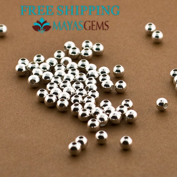 Sterling Silver Beads, Sterling Silver Seamless Round Ball Beads