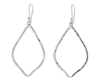 Sterling Silver, Hammered Outline Earrings, Handcrafted, dangle earrings, 925