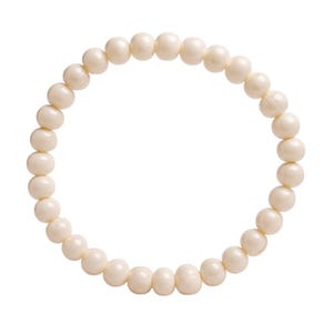 Small Pearl Stretch Bracelet, Genuine Cultured Freshwater Pearls, Bracelet, White Pearls, Semi Round, Potato Pearls, Bridesmaids,7.5&quot;,6mm