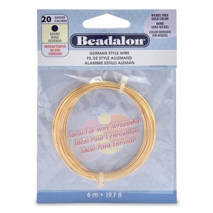 Gold Wire, Beadalon 18, 20, 22, 24, or 26 gauge Round Wire, Package, Gold Plated Wire for Jewelry, Beading, German Style Wire