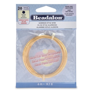 Gold Wire, Beadalon 18, 20, 22, 24, or 26 gauge Round Wire, Package, Gold Plated Wire for Jewelry, Beading, German Style Wire