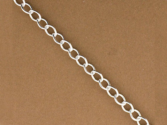 Sterling Silver 2.5mm Oval Cable Chain Necklace Extender with Clasp