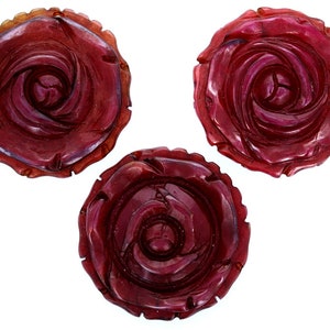 3 - Flower Pendant, Jade Carved Rose Pendants, Burnt Jade Fashion Jewelry Pendants, Stone Pendant, Genuine Stone Rose Carved Pendants