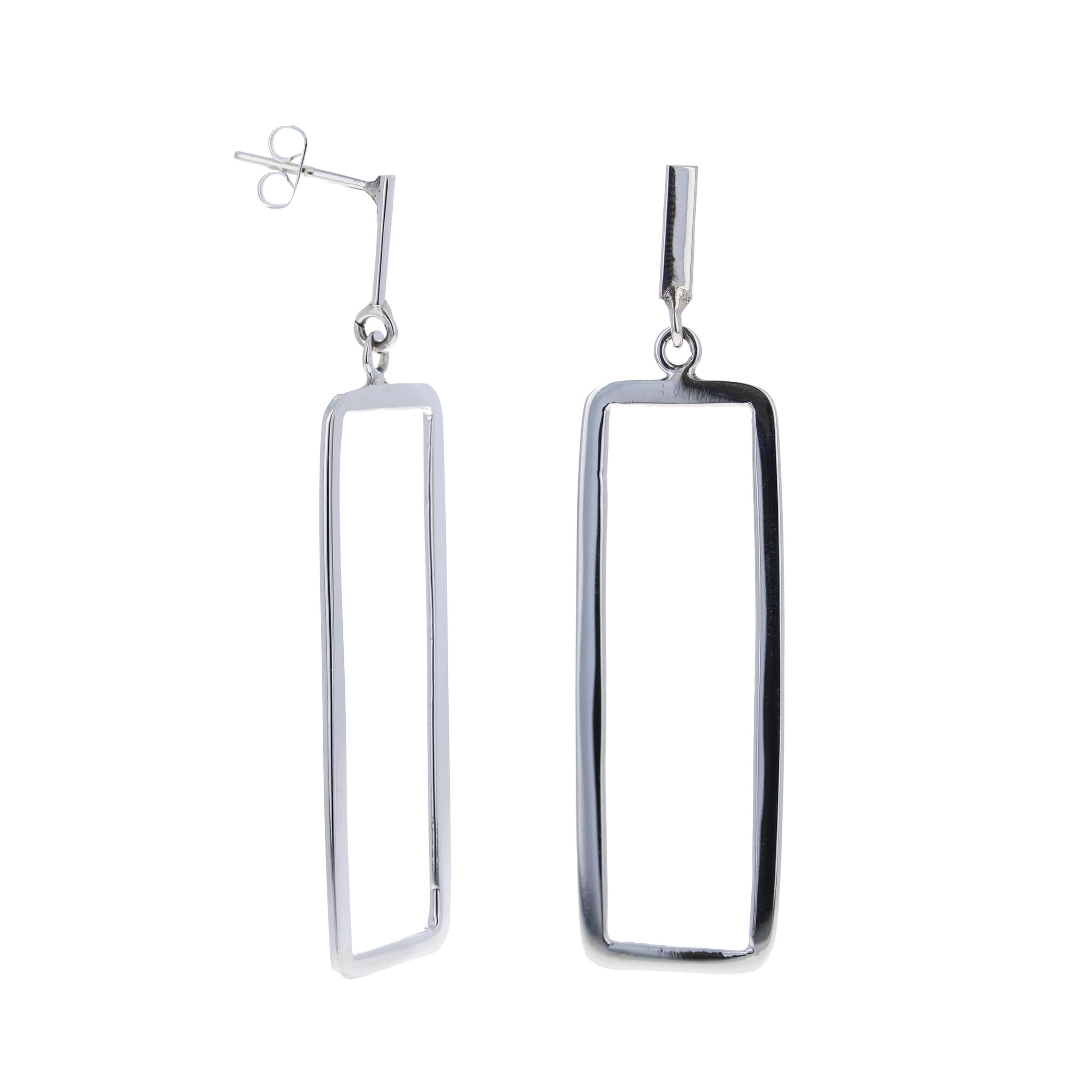 ◇MIDNIGHT MOMENT.◇ rectangle mini earring silver Modern Sterling Silver Rectangle Drop Earrings, Minimalist
