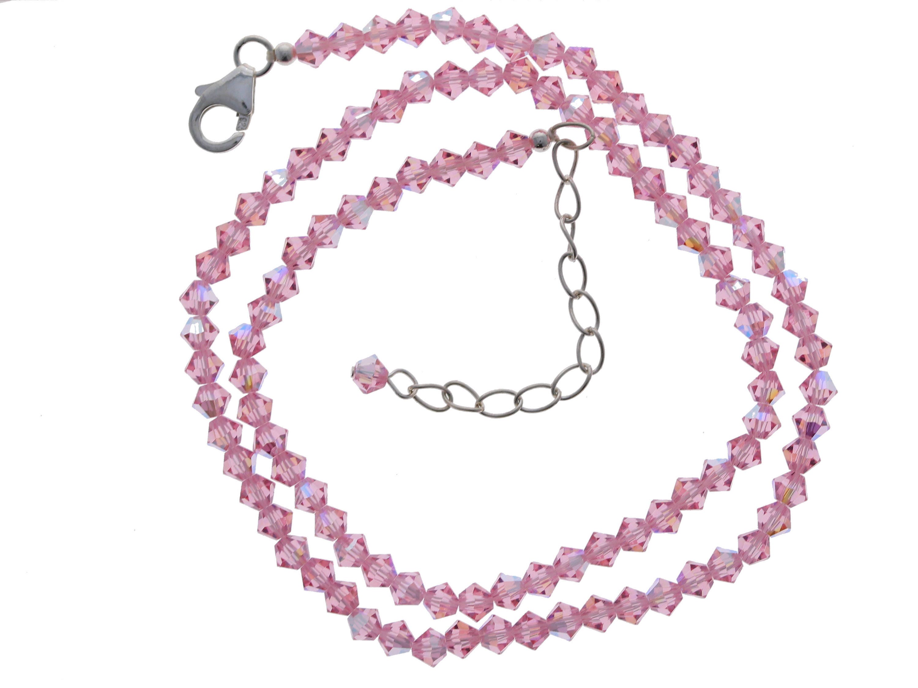 ★LECYTO★ Heartline Stone Beads NecklaceRose Pink Pink Necklace - Rose Quartz Gemstone Jewellery - Sterling