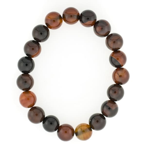 Brown Stretchy Bracelet, Sardonyx, 10mm Round Sardonyx, Elastic Sardonyx Bracelet, Natural Sardonyx Beads, Sardonyx Jewelry, Wholesale