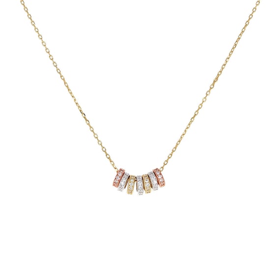 Sterling Silver, Ring Necklace, Rose Gold and Yellow Gold