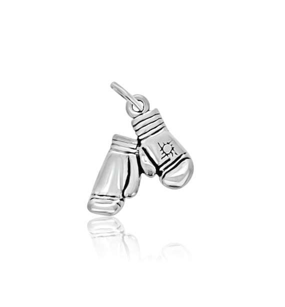 Boxing Glove Charm Antiqued Sterling Silver Boxing Glove Charm Antiqued Sterling Silver