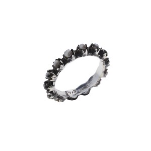 White Howlite Eternity Band Ring, Sterling Silver, 4mm Ring, Stacking Ring, Howlite Band, Howlite and Antiqued Silver Band, Stackable Band