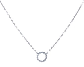 [leeENoir] 韓国☆925silver☆Round Hoop Necklace Sterling Silver, Beaded Circle of Hope Necklace, Gold Circle