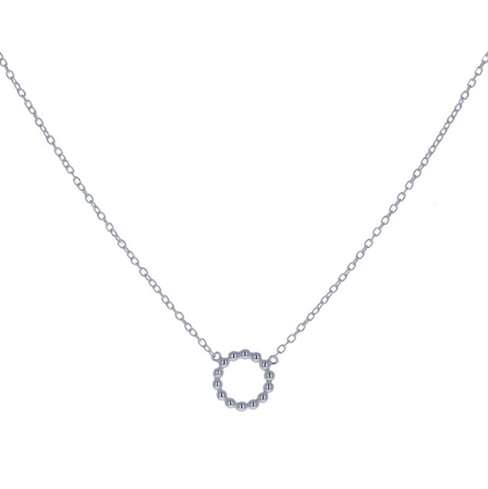 Sterling Silver, Beaded Circle of Hope Necklace, Gold Circle