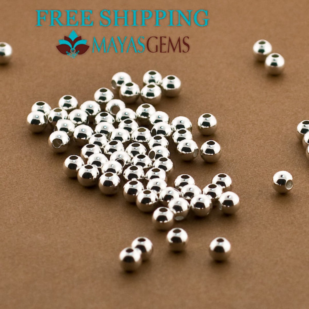 Sterling Silver Beads, Sterling Silver Seamless Round Ball Beads, 925  Silver Round Bead, Bracelet Bead, Necklace Bead 2mm 22mm 