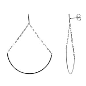 Sterling Silver .925 Modern Designer Post Earrings Drop Earrings 40mm