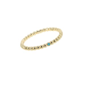 Beaded Band w/ CZ Ruby Center, Ruby Cubic Zirconia, Dainty & Trendy Rings, 14kt Gold Vermeil Overly, Perfect Rings for Stacking