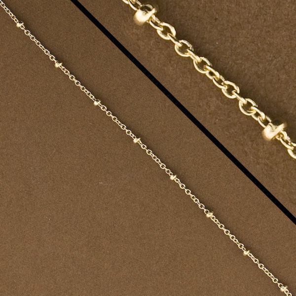 Gold Filled Satellite Chain. 20 feet. 14kt Gold Filled Cable chain with Beads. Satelite Chain for Jewelry. Designer Chain.Bead Chain.GFS1324