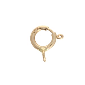 14KT Gold 5mm Spring Ring, 14kt Genuine Gold Findings, Trigger Clasp, 1 piece, Real Gold. Closed Eye/Loop