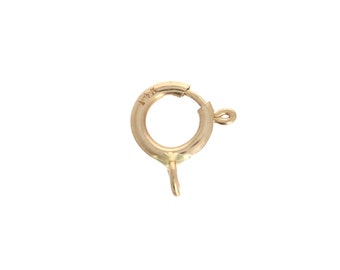 14KT Gold 5mm Spring Ring, 14kt Genuine Gold Findings, Trigger Clasp, 1 piece, Real Gold. Closed Eye/Loop