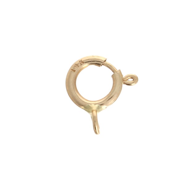 14KT Gold 5mm Spring Ring, 14kt Genuine Gold Findings, Trigger Clasp, 1 piece, Real Gold. Closed Eye/Loop