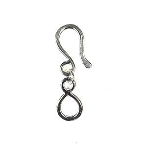 May include: Silver-toned earring hook with a small loop and a larger loop at the bottom.