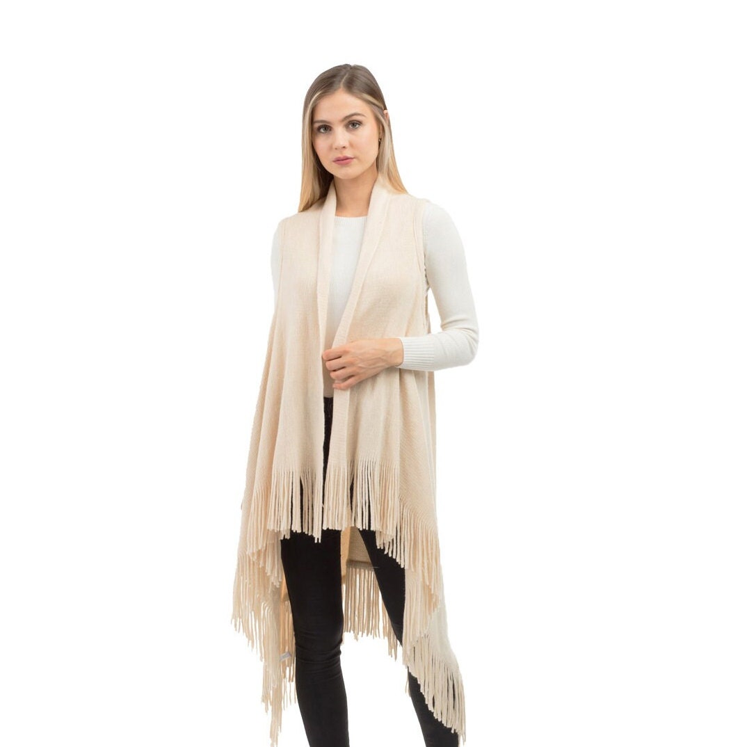 Fringe Vest, Solid Fringe Knit Vest, Vest, Womens Knit Vest