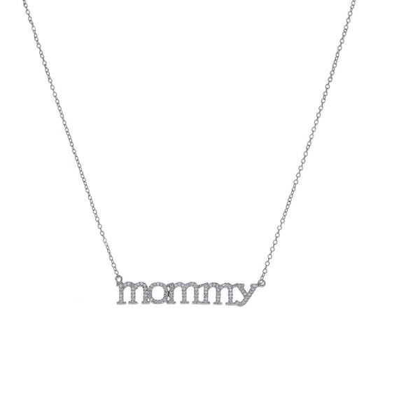 Sterling Silver Mommy Necklace Cubic Zirconias Gold Mommy