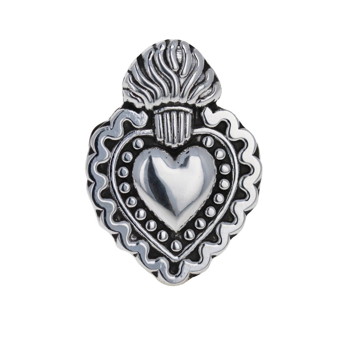 Sterling Silver, Sacred Heart Ring, 1.25 Inches, Ornate Sacred Heart  Design, Silver Heart, 925 Sterling Silver, Detailed Heart Ring, R12389 -  Etsy