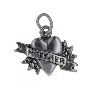 Sterling Silver, Mother Heart Charm, Family Charms, Mother Themed Jewelry and Charms, Heart, CH1058