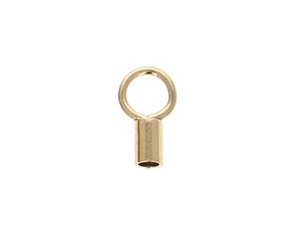 10pc- Gold Filled, Endcap with Ring, 1.4mm inside diameter, 14kt, Leather Crimps, Chain Crimps, Genuine 14 karat Gold Filled,GF478