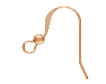 May include: Rose gold earring hook with a small ball at the top.