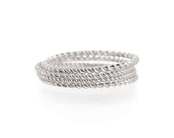 Braided, Sterling Silver, Stacking Ring, Dainty Ring, Midi Ring, Silver Ring, Patterned Thin Ring,  Stackable Ring, .925