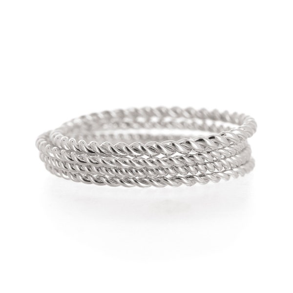 Braided, Sterling Silver, Stacking Ring, Dainty Ring, Midi Ring, Silver Ring, Patterned Thin Ring,  Stackable Ring, .925