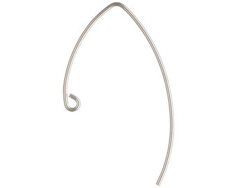 10pr, Sterling Silver V Shape Ear Wire, .925 Ear Hooks, Long Ear Wires, Smooth, Simple, (.76mm)