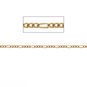 14kt Gold 2.7mm Figaro Chain, 14kt Gold Filled, 1 foot Included, 3 + 1 Figaro Link Chain, Permanent Jewelry Chain, Forever Bracelets,