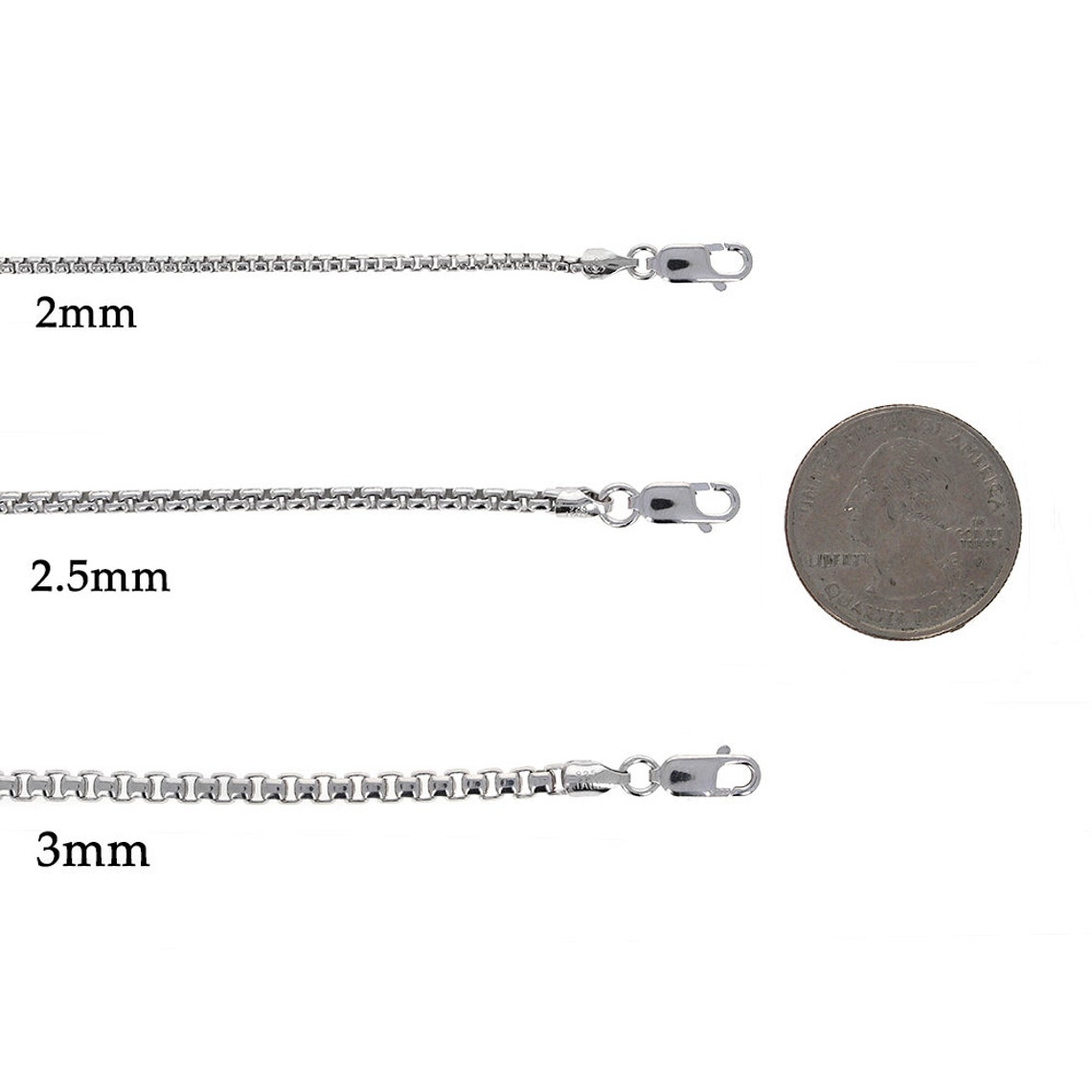 Round Box Chain 2mm Round Box Chain Sterling Silver Chain Etsy