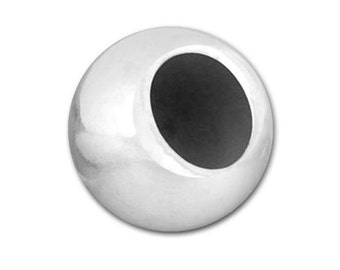 6 mm Großloch Perlen, 50 Stück, Sterling Silber .925 glatte Perlen, Kugelperlen, große Loch nahtlose Perlen, Für die Verwendung auf Schnürungen und Leder. Abstandshalter