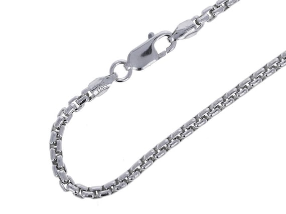 Solid 925 Italy Sterling Silver Mens Round Box 2.5mm Link Italian Chain Necklace