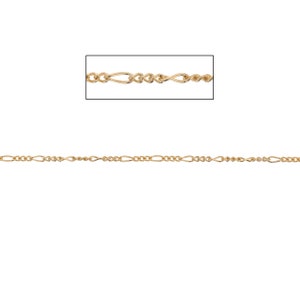Gold Filled 2.1mm Figaro Chain, 14kt Gold Filled, Chain by the foot, 3 + 1 Figaro link chain, Permanent Jewelry Chain, Forever Bracelets