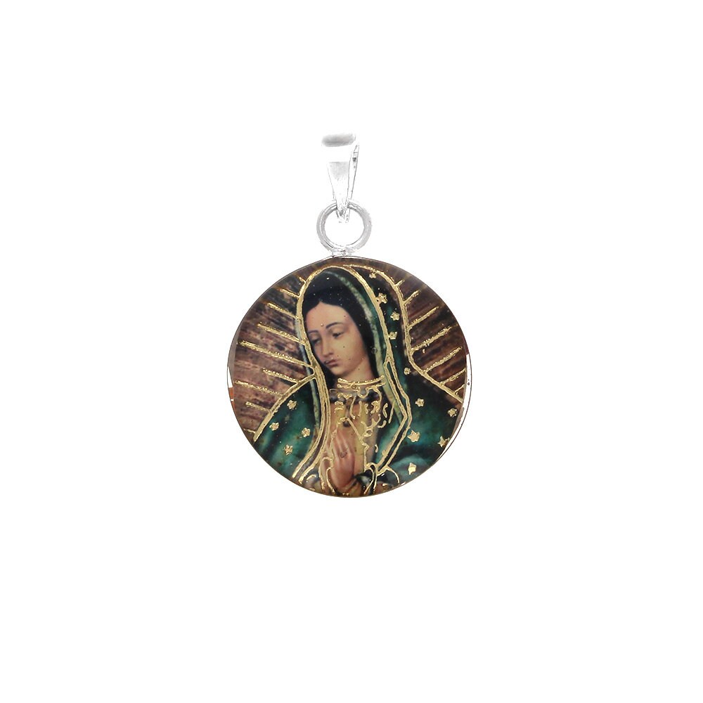 Sterling Silver, Round Virgen Guadalupe, Pendant, Religious