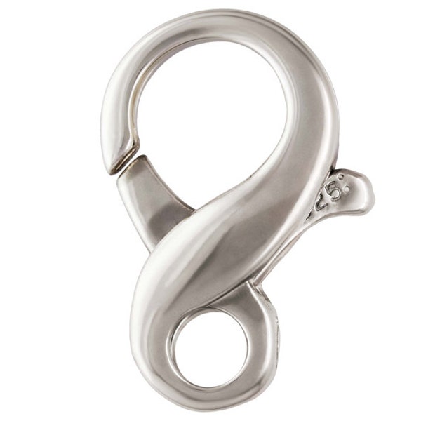 Sterling Silver Clasp, 1pc, Infinity Clasp, Figure 8 Lobster Catch, Large Size, 20mm Casted Clasp, Italian Lobster Claws, 1 Piece, .925