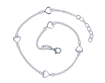 スターリングシルバー、ハートチャームアンクレット、ハート