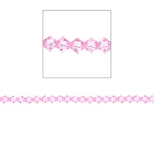 4mm Crystal Bicone Beads, 100 pieces, Light Rose, Genuine Swarovski Crystal Beads, #5301 or #5328 Cone Shaped Crystals, Wholesale Lots